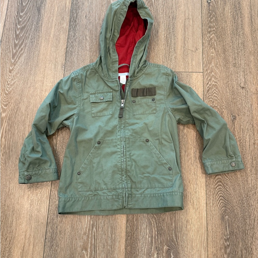 Vintage Janie and Jack Green Hooded Jacket circa 2007 tools htf rare Vguc